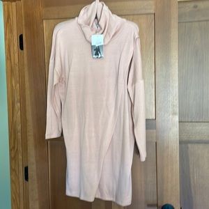 Long cowl neck sweater with open front